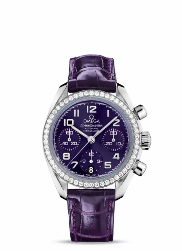 Omega Speedmaster Date 38 Stainless Steel / Diamond / Purple 324.18.38.40.10.001 (32418384010001)